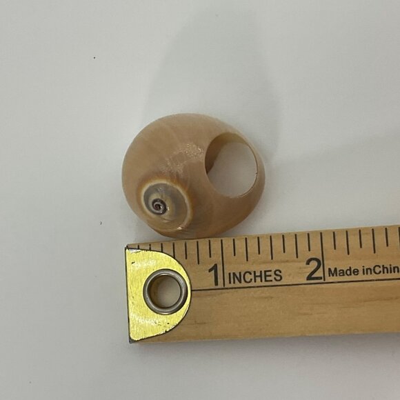 New VTG Sz 3 Ring Beige Turbo Sea Shell Artisan Hand Carved Pinky Finger - Picture 7 of 9